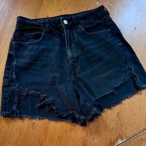 American Eagle Womens Hi-Rise Stretch Black Cut Off Denim Shorts Size 6